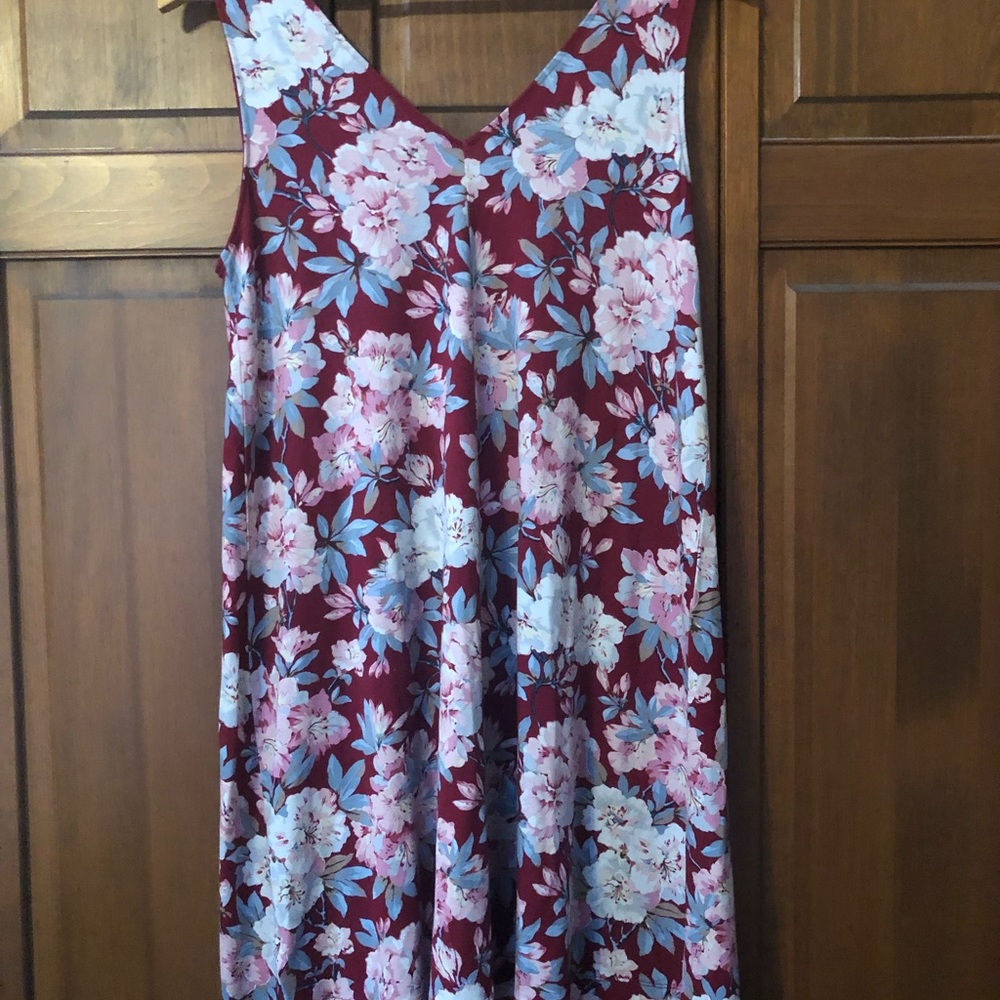 Loft floral v neck flare bottom dress.